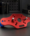 Precision Router Base Plate For Woodworkers Features An Anodized Metal Bottom Trimming Machine Fitment With Ergonomic Blue Grip Handle
