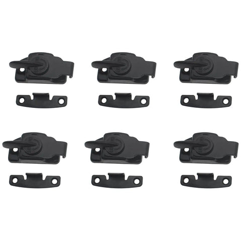 6 Piece Align And Lock Table Connectors Hella Tough Metal Table Leaf Fasteners, black locking brackets with screws for table assembly.