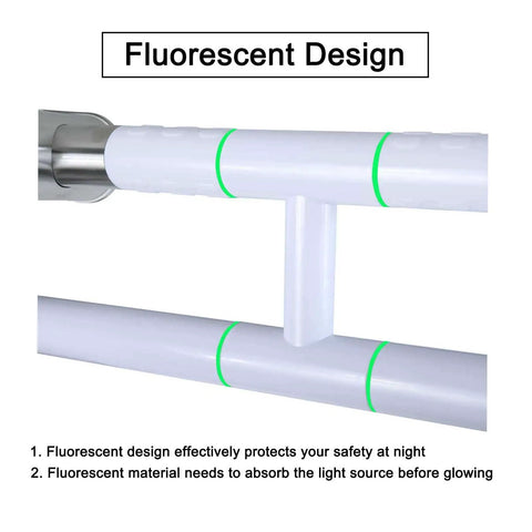 Foldable Toilet Grab Bar With Flip Up Design, Non Slip Stainless Steel Bathroom Safety Rails, Night Glow Nylon Grip