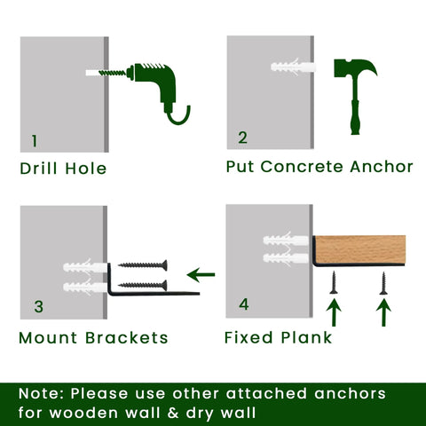Installation guide for 6 Pack Beefy Heavy Duty Shelf Brackets 6 Inch Floating L Shaped Wall Shelf Brackets One Fifth Inch Thick Hidden