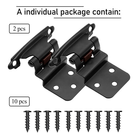 Thirty Pack Fifteen Pairs Hella Sturdy 3/8 Inch Inset Self Closing Cabinet Hinges Matte Black Hardware with screws