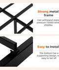 Close-up of strong metal frame for Queen Metal Platform Bed Frame Featuring Trendy Spherical Headboard, showing durability and support features.