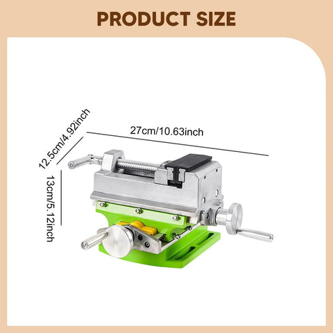 Heavy Duty Cross Slide Drill Press Vise For Benchtop Milling Machine Precision Xy Table Clamp showing dimensions for accurate positioning.