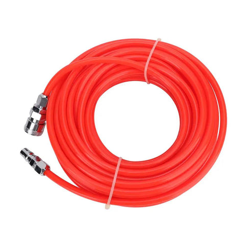 High Pressure Flexible Air Compressor Hose That Kicks Butt For Auto Repair Shops And Mechanics Featuring Quick Male Female Connector Oil Resistant Eva Red Material With Enhanced Durability For 15 Meters, coiled red hose with metal connectors