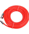Heavy Duty 50 Foot Air Compressor Hose With Quick Connect Male Female Couplers For Pneumatic Tools Garage Auto Repair, red EVA tubing.