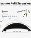 Dimensions of 2 Piece Bling Crystal Drawer Pulls Flat Cup Handles Zinc Alloy With Rhinestones for Cabinets, with included screws.