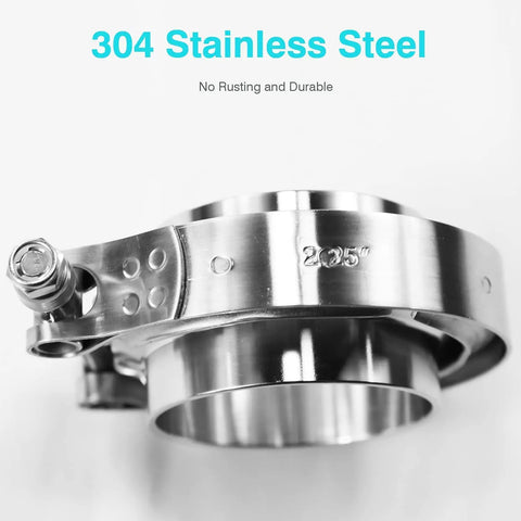 1.75 Inch V Band Clamp With Flange Set For Exhaust System Turbocharger Downpipe And Muffler 304 Stainless Steel