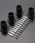 Ultra Premium 4 Pack Stainless Steel Flange Rod Holders Fit 1 Inch Closet Pipes Built Different with screws and anchors.