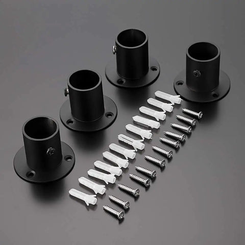 Ultra Premium 4 Pack Stainless Steel Flange Rod Holders Fit 1 Inch Closet Pipes Built Different with screws and anchors.