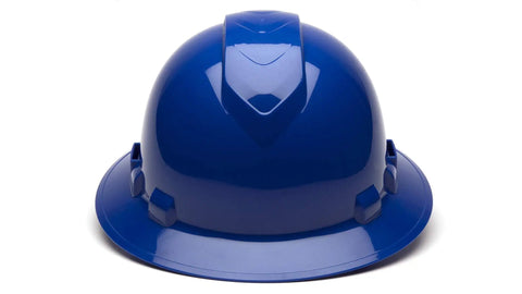 Ridgeline Full Brim Hard Hat With 6 Point Ratchet Suspension Blue Vented Safety Helmet For Construction And Industrial Use