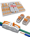 30 Pcs Lever Nut Wire Connectors SPL2 SPL3 Bundle For Quick Splice And Easy Wiring Compact Terminal Blocks