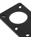 Beefy Stepper Motor Mount Plate For NEMA 17 Size Anodized Aluminum Bracket With Adjustable Slots in black, corner view