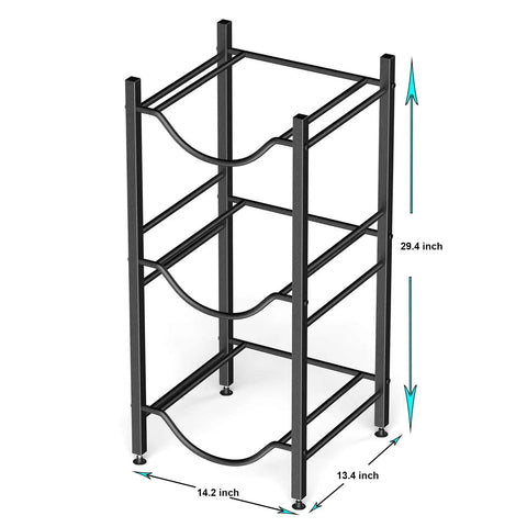 Heavy Duty Steel Water Jug Holder Stand For 5 Gallon Bottles, 3 Tier Water Bottle Organizer And Rack, rust proof, 29.4 inches tall.