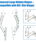 Universal Large Hidden Hinges For Deck Lids Rumble Seat Trunk Lids Car Hoods And Truck Bed Tonneau Covers No Internal Spring Pair Built Tough And Ready For Big Lifts Compatible With Bilt Rite Hinges shown in detailed view.