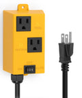 Ortis automatic vacuum switch, yellow, two black NEMA outlets labeled A TOOL and B VACUUM with on/off switch