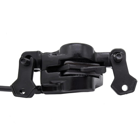 Close-up of Mountain Bike Hydraulic Brakes 2 Pistons Left Front 1000mm Right Rear 2000mm Cable Lengths PM Adapter Aluminum Alloy Pro Grade