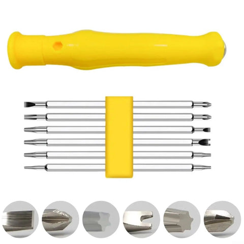 Evenoonest Precision Screwdriver Kit With Magnetic CR-V Steel Tamper-Proof Bits For Torx Triangle U-Shaped Electronics Home Appliance Repair And Console Controller Fixes That Make You Gonna Love Your Setup. yellow handle and six CR-V bits