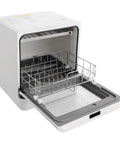 Big Time Portable Countertop Dishwasher Compact Mini Automatic Washing Machine Four Fast Wash Cycles, open view with metal rack.