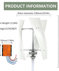 2000W Vertical Axis Wind Turbine With Permanent Magnet Generator And Smart Controller, blade and rotor dimensions