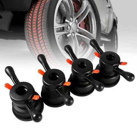 Pro Level Quick Release Wing Nut For Wheel Balancer And Tire Changer Tools 36 38 40 Mm shown in a set next to a wheel.