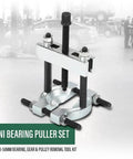 Bad Ass Nine Piece Mini Bearing Puller Separator Set Fits Gears Wheels Fittings Off Shafts For Auto Work Includes Beam Separator Jaw Thrust Screw Extension Rods Great For Quick Fixes And Heavy Duty Jobs Around Your Shop Get Yours Soon. 9pc 30-50mm steel bearing puller set with separator jaws and thrust screw