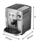 No Sweat Fully Automatic Espresso Machine With Quiet Integrated Grinder dimensions 375x285x386mm, showing sleek design and control panel.