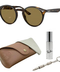 Round Shape Non Polarized Sunglasses For Men And Women With Dark Brown Lens Includes Official Eyewear Kit, case, cleaner, screwdriver