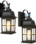 Two Pack Dusk To Dawn Outdoor Wall Lights With Photocell Sensor Waterproof Black Aluminum Sconces for Porch and Patio