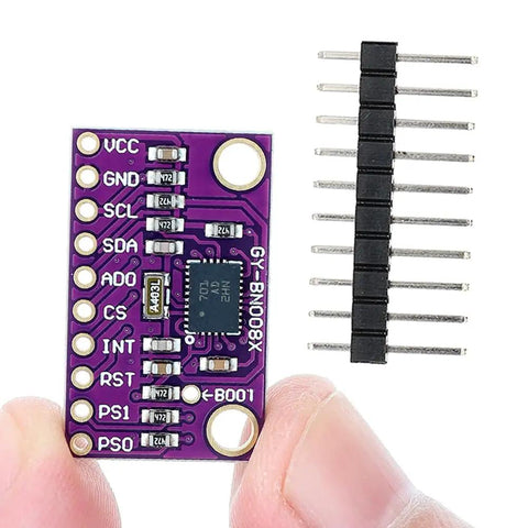 Top Notch 9DOF IMU AHRS Sensor Module High Accuracy For AR VR Applications And IoT Projects BNO085 Based Motion Sensor For Robotics Wearables Drones And Mixed Reality Experiences, purple PCB with pin header