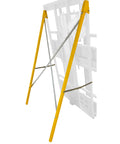 Full Size Vertical Panel Saw Sign Maker Kit With Razor Knife Insert Built Like A Tank Smooth Crosscuts Unlimited Rip Heavy Duty Sealed Bearings Fold Cart Designed For Sign Shop Pros showing yellow support frame.