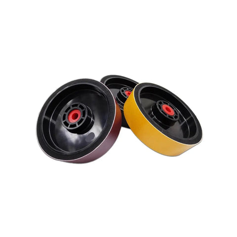 Get The Ultimate Soft Resin Diamond Polishing Wheel For Lapidary Grinding With 60 Grit And A Massive 6-Inch By 150 Mm Size That Keeps Things Cool While Clobbering Sensitive Gems Like Glass And Plastics Without Any Mess! Three resin diamond wheels in various colors.