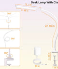 Diagram of Ultra Versatile LED Desk Lamp With Clamp, Flexible Gooseneck, showing dimensions and 360-degree rotation features.