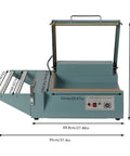 L Shape Heat Shrink Wrap Sealer Machine For Fast Packaging 0 To 3 Seconds Timer Control Heavy Duty Impulse Wrapping Tool dimensions and design.