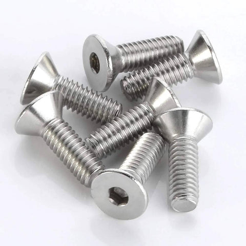 Your Go-To M5 X 20mm Flat Head Socket Cap Screws Stainless Steel 304 Bright Finish DIN 7991 Countersunk Bolts With Allen Hex Drive 3mm 50 Pc Pack, pile of screws shown