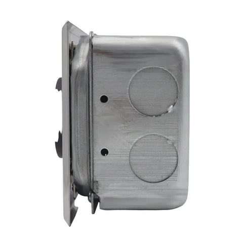 Heavy Duty Nema 6 50r Power Outlet Receptacle Flush Mount Galvanized Steel 50 Amp industrial socket side view showing flush design.