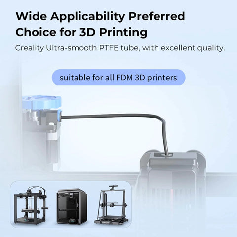 Ultra Smooth PTFE Tube Bowden upgrade for Ender 3 series 3D printers, showcasing wide applicability and FDM compatibility.