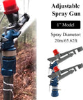 Heavy Duty 1 Inch Aluminum Water Sprayer Gun With 30 To 40 Meter Coverage, close-up view showing adjustable spray nozzle and design.