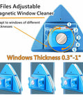 Top Shelf Double Sided Magnetic Window Cleaner With Adjustable Magnet Strength Five Gear Glass Wiper Tool For High Rise Apartments And Thick Double Glazed Homes showing adjustable settings for window thickness.