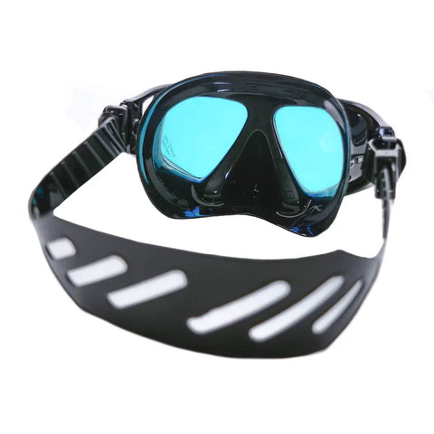 Crystal Clear HD Mask And Snorkel Set With Dual Lenses For Adults, black frame, adjustable strap, clear vision underwater with valve