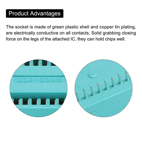 Close-up of Universal ZIF IC Test Socket 24 Pin 2.54mm Pitch For Microcontrollers Chips Breadboards And IC Programming Dope