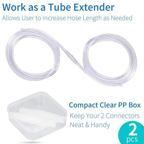 Enema tube connector adapters, clear polypropylene, fits 7–12 mm tubes; includes storage box, 2-pack