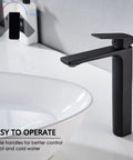 Tall Vessel Sink Faucet For Bathroom Vanity Single Hole Solid Brass Mixer 1.2 GPM Lead Free Durable Ceramic Cartridge Rust Resistant Finish RV Compatible Vanity Faucet with matte black single-handle operation.