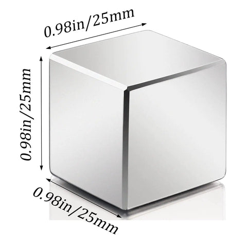 Heavy Duty Neodymium Magnets With Dang Strong Grip And Boss Level Rare Earth Discs 0.98in/25mm silver cube for DIY projects.
