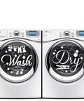 Heavy Duty Laundry Room Wall Stickers Featuring Wash And Dry Vinyl Decals For Your Home With Straight Up Minimalist Diy Decor Vibes In Crisp White Wall Accent Look on washing machine door.