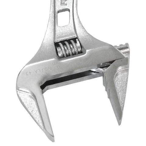 Close-up of jaw opening on Pocket Size Adjustable Wrench With Grip, 7.28 Inch Short Handle, 53mm Jaw Opening, Lightweight 14.04oz