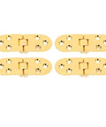 180 Degree Flap Hinge In Bright Gold 0.09 Inch Thick Metal Folding Flip Top Hinge For Folding Tables Sewing Machines Computer Desks And Coffee Tables Built To Last Zinc Alloy Construction, four hinges displayed