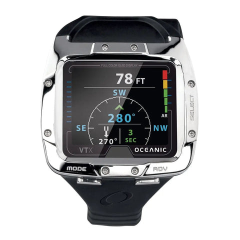 VTX Scuba Diving Computer Receiver Only With Ultra Bright Full Color OLED Display showing depth and compass readings