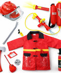 Deluxe 12 Piece Kids Firefighter Costume Set With Backpack Water Blaster Light Up Helmet Fire Extinguisher And Rescue Tools For Realistic Role Play Dress Up Fun