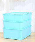 3 Piece Blue Plastic Underwear Storage Set Featuring 10 And 15 Cell Vertical Drawers Perfect For Socks Scarves And Delicates Lightweight Closet Tower stacked vertically
