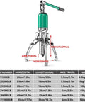 Image of a Hydraulic Gear Puller 2-Jaw and 3-Jaw Wheel Bearing Separator with table showing model specifications and dimensions.